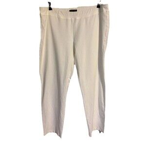 EILEEN FISHER Women's Straight Leg Pants Elastic Waist Super Comfy XL White